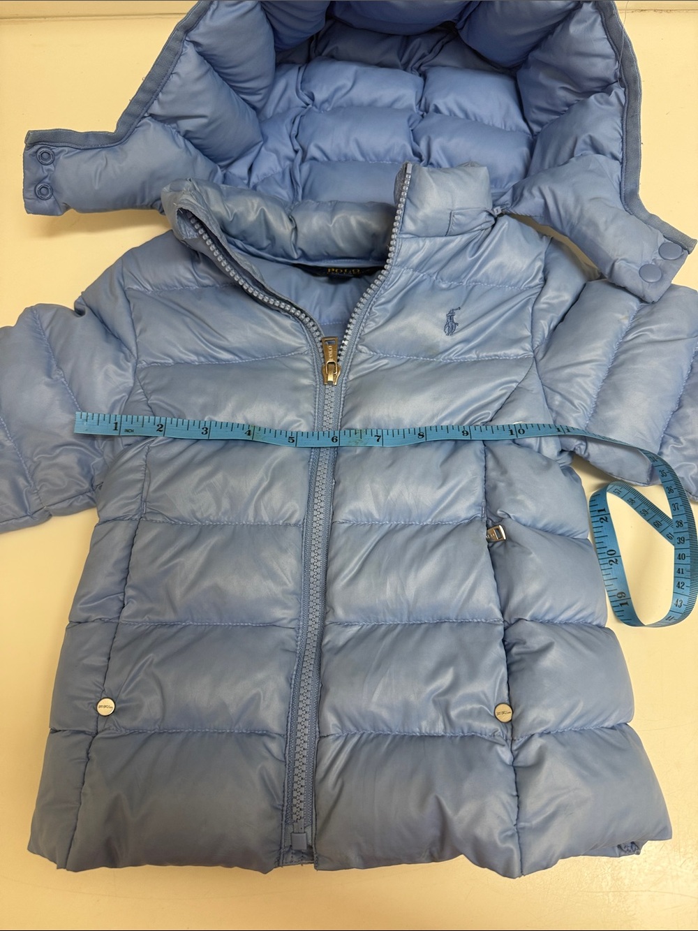 Polo by Ralph Lauren Baby Blue Hooded Puffer Jacket - Picture 7 of 11